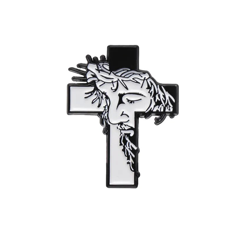 Jesus In The Cross Pin [Black & White Pin]